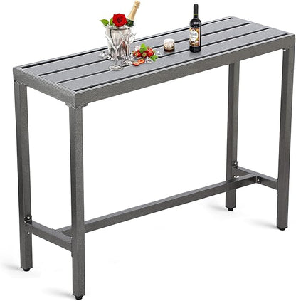 Outdoor Patio Counter Height Bar Table, 47" Rectangle for Patio, Garden, Yard, Balcony, Poolside (Grey, 47"L)