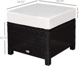 Outsunny 2 Piece 20" Patio Wicker Ottoman with Thick Padded Cushion, Multipurpose Outdoor PE Rattan Footrest - Photo 3