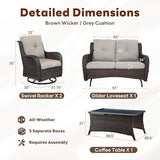 Belord 4 Piece Patio Wicker Furniture Set, Outdoor Swivel Rocker Chairs - Photo 2