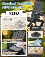 YEFU Adirondack Chairs Set of 4: Outdoor Chair HIPS Plastic Adirondack Chairs - Patio Chairs with Wood Texture - Lawn - Photo 4