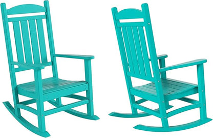 WO WESTIN OUTDOOR HDPE Laguna Classic Porch Rocking Chair (Set of 2), Turquoise