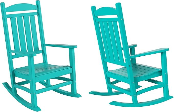 WO WESTIN OUTDOOR HDPE Laguna Classic Porch Rocking Chair (Set of 2), Turquoise