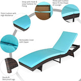 Tangkula Outdoor Folding Chaise Lounger, Rattan Patio Lounge Chair with Removable Thick Cushion, 5 Adjustable Levels - Photo 7