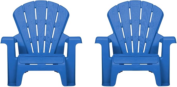 Little Tikes Kids Garden Chair 2 Pack in Blue, Outdoor Toddler Activity Adirondack Chairs for Picnic, Garden, Patio, Backyard & Beach, Outdoor Chair Set