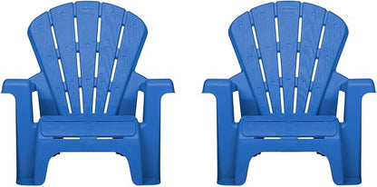 Little Tikes Kids Garden Chair 2 Pack in Blue, Outdoor Toddler Activity Adirondack Chairs for Picnic, Garden, Patio, Backyard & Beach, Outdoor Chair Set