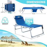 #WEJOY 2 PCS Lounge with Side Table for Outdoor 5-Position Adjustable Recliner Chair for Beach Sunbathing Patio Pool - Photo 3