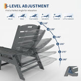 GarveeLife HDPE 5-Position Outdoor Chaise Lounge Chair with Cup Holder, Resin Pool Lounge Chair for Outside - Photo 3