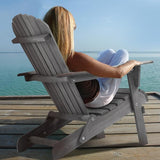 Wooden Folding Adirondack Chair Set of 2, Wood Lounge Patio Chair for Garden Outdoor - Photo 5