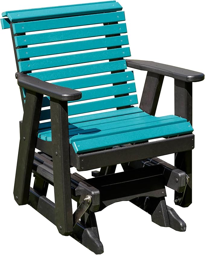 Amish Craftsmanship Made in USA 2FT Heavy Duty Poly Lumber Wood Porch Patio Glider HDPE with No Wood fibers Lancaster Series Rollback Design 500 lbs Limit Aruba on Black