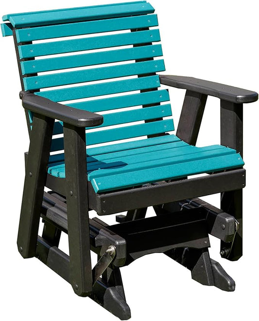 Amish Craftsmanship Made in USA 2FT Heavy Duty Poly Lumber Wood Porch Patio Glider HDPE with No Wood fibers Lancaster Series Rollback Design 500 lbs Limit Aruba on Black