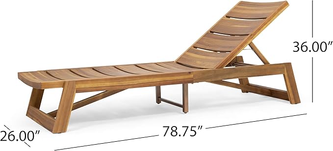GDFStudio Outdoor Acacia Wood Chaise 2 Piece Lounge