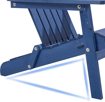 Yaheetech Folding Adirondack Chair Set of 5 Outdoor, 300LBS Solid Wood Garden Chair Weather Resistant, Fire Pit Lounge Chairs for Garden/Yard/Patio/Lawn, Blue