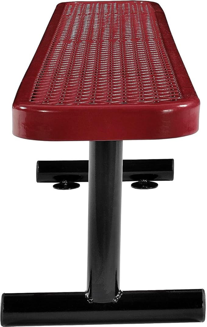 Global Industrial 6'L Heavy Duty Expanded Metal Mesh Flat Bench with Steel Frame, Portable Outdoor Bench, 1000 lbs Capacity, Red, 72" L x 14-1/2"W x 18" H