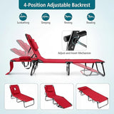 GYMAX Tanning Chair, 330lbs Beach Lounge Chair with Face Hole, Detachable Washable Pillow & Carry Strap - Photo 6