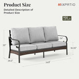 Patio Furniture Sofa, 3-Seat Patio Sofa Steel Frame Outdoor Sectional Couch with Deep Seating and 5.75” Cushions for - Photo 2