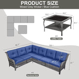 Belord Patio Furniture Set 6 Seats, Oversized Outdoor Sectional Couch, Two 3-Seater Sofas with Coffee Table - Photo 2