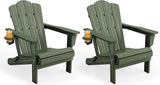 KINGYES Folding Adirondack Chair Set of 2, HDPE All-Weather Patio Chairs with Cup Holder - Photo 1