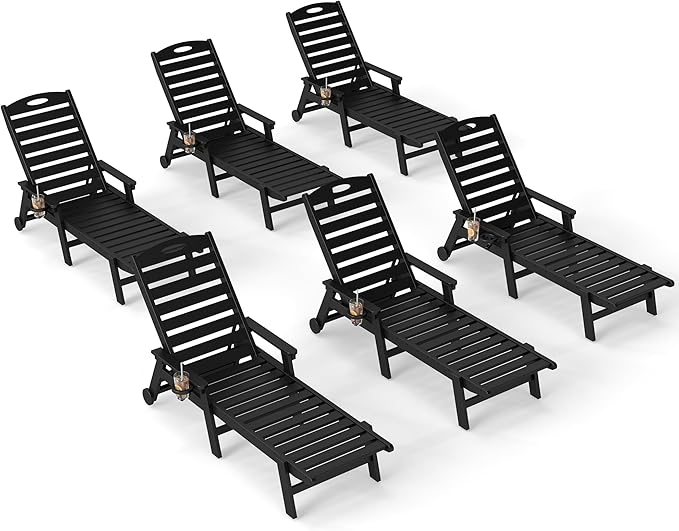 Domi Outdoor Chaise Lounge Chairs Set of 6 - Photo 9