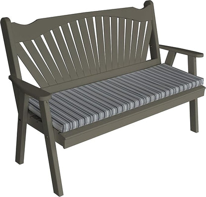 Furniture Barn USA Pine 4' Fanback Garden Bench, Olive Gray