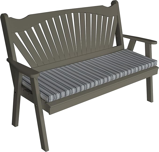 Furniture Barn USA Pine 5' Fanback Garden Bench, Olive Gray