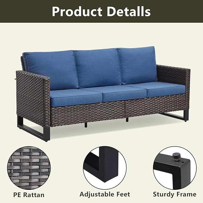 Rilyson Wicker Outdoor Patio Furniture Set - 5 Piece Patio Conversation Set with 2 Wicker Armrest Chairs - Photo 3
