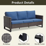 Rilyson Wicker Outdoor Patio Furniture Set - 5 Piece Patio Conversation Set with 2 Wicker Armrest Chairs - Photo 3