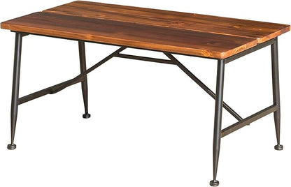 Christopher Knight Home Ocala Outdoor Industrial Wood Coffee Table with Iron Accents, Black / Antique Finish