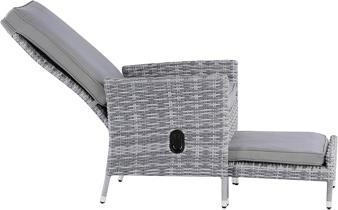 Elle Decor Vallauris Patio Outdoor Furniture Collection Premium All Weather Wicker, 5 Piece Reclining Set, Gray - Photo 6