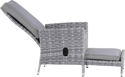 Elle Decor Vallauris Patio Outdoor Furniture Collection Premium All Weather Wicker, 5 Piece Reclining Set, Gray