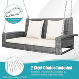 RELAX4LIFE 2-Person Porch Swing Bench - PE Rattan Outdoor Swing Chair with Comfortable Seat & Back Cushions - Photo 5