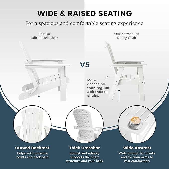 WO WESTIN OUTDOOR HDPE Altura Adirondack Dining Chair,White