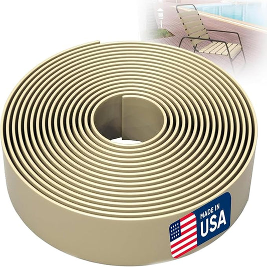 KOMORAX 2 Inch Wide, 50ft Long Vinyl Strap - Replacement Straps for Patio Chairs - Vinyl Strapping for Patio Furniture Repair - Durable Seat Repair Kit for Lawn Chairs, Outdoor Furniture (Driftwood)