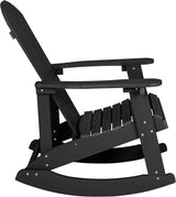 Flash Furniture Set of 4 Savannah Adirondack Rocking Chairs - Commercial Grade All-Weather Black Poly Resin Wood - Photo 7