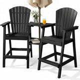 PASAMIC Tall Adirondack Chair Set of 2, All-Weather HDPE Outdoor Chairs with Removable Double Trays - Photo 1
