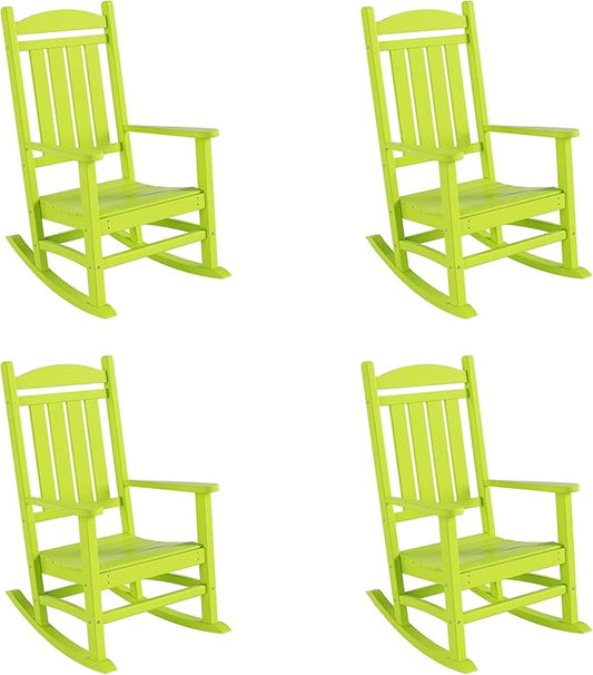 WestinTrends Malibu Malibu Outdoor Patio Poly Classic Porch Rocking Chair (Set of 4), Lime
