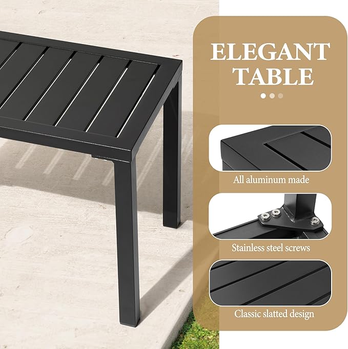 Crestlive Products Outdoor Side Table Set of 2, Aluminum Rectangular Side/End Table - Photo 5