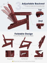 KINGYES Adjustable Folding Adirondack Chair with Footrest & 4-in-1 Multi-Functional Armrest Organizer - Photo 4