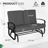 Crownland Outdoor Patio Textilene Glider Chair, Rocking Glider Bench for 2 Person, Porch Loveseat Seating with Cushion - Photo 3