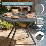 47" Outdoor Patio Table Dining Table, All Weather Metal Round Patio Table with Adjustable Umbrella Hole - Photo 5