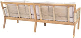 Merax Outdoor Patio Acacia Wood 3-Seater Sofa Set with 2 Coffee Tables with Beige Cushions, Hand Woven Rope Design - Photo 7
