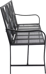 Sunnydaze 2-Person Outdoor Garden Bench - Geometric Lattice Iron Patio Bench - Black - 42" W - Photo 7