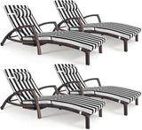 Chaise Lounge Chairs Outdoor Set of 4, Comfy Outside Wicker Patio Pool Lounge Chair w/ 5 Adjustable Back Angle - Photo 1