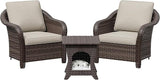 Patio PE Rattan Chairs Set of 2 with Cat Nest End Table - Photo 9