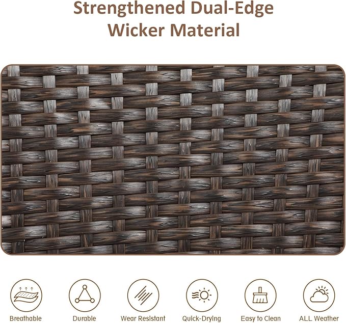 Outdoor Wicker Rattan Chairs Patio Furniture Sets with Cushions, 350lbs Capacity, All-Weather Rattan Sofa Set for Garden - Photo 4