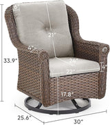 Patio Chairs Outdoor Swivel Glider - Set of 2 High Back Outside Brown Wicker Rattan Rocking Chair with Thick Cushion - Photo 3