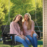 Plawdlik Porch Swings,2 Seat Patio Chair with Two Cup Holders,HDPE Waterproof Bench for Courtyard-Black - Photo 2