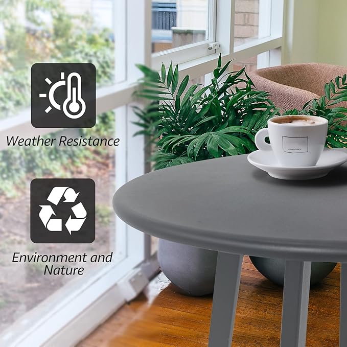Outdoor Side Table, Weather Resistant Patio Small Outdoor Indoor Round Metal Steel Small Side Table - Photo 4