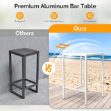 VINGLI 27 Inch Outdoor Bar Table, All-Weather Aluminum Patio Balcony Pub Table for Pool, Blacony, Yard (White) - Photo 5