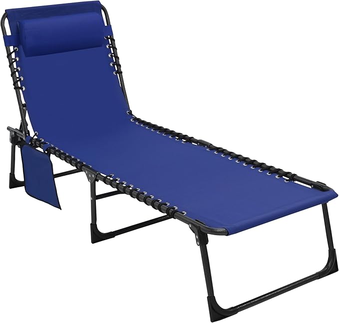 BlueWish Outdoor Lounge Chairs, Chaise Lounge Outdoor with 5 Position Adjustable Backrest, Removable Pillow - Photo 6