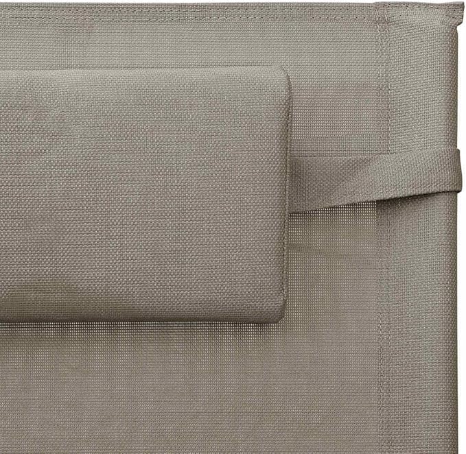 Outdoor Chaise Lounge Set of 2 Taupe Textilene 24.4 x 58.7 x 34.6 in Powder-Coated Steel Frame 330 lbs Capacity Comfort Patio Poolside Balcony Garden Sunbathing